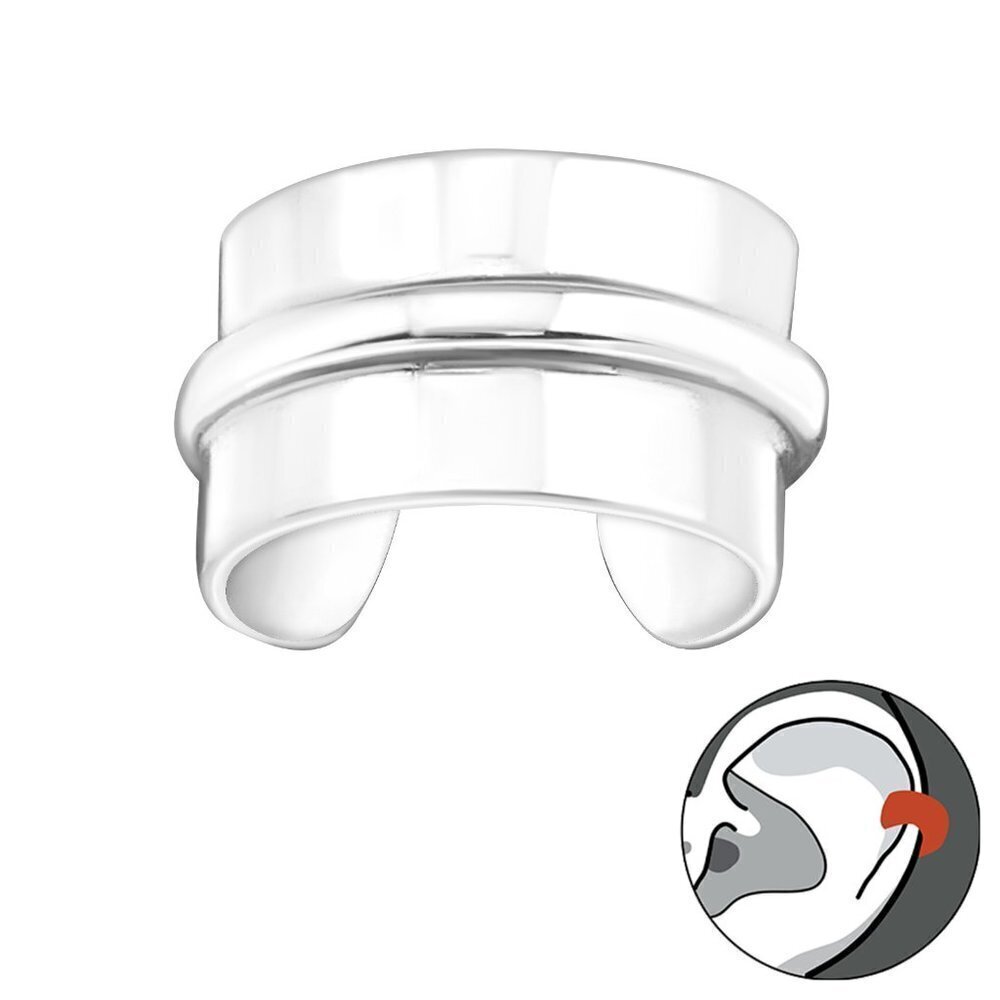 Sterling Silver Semi Wide Band Simple Ear Cuff